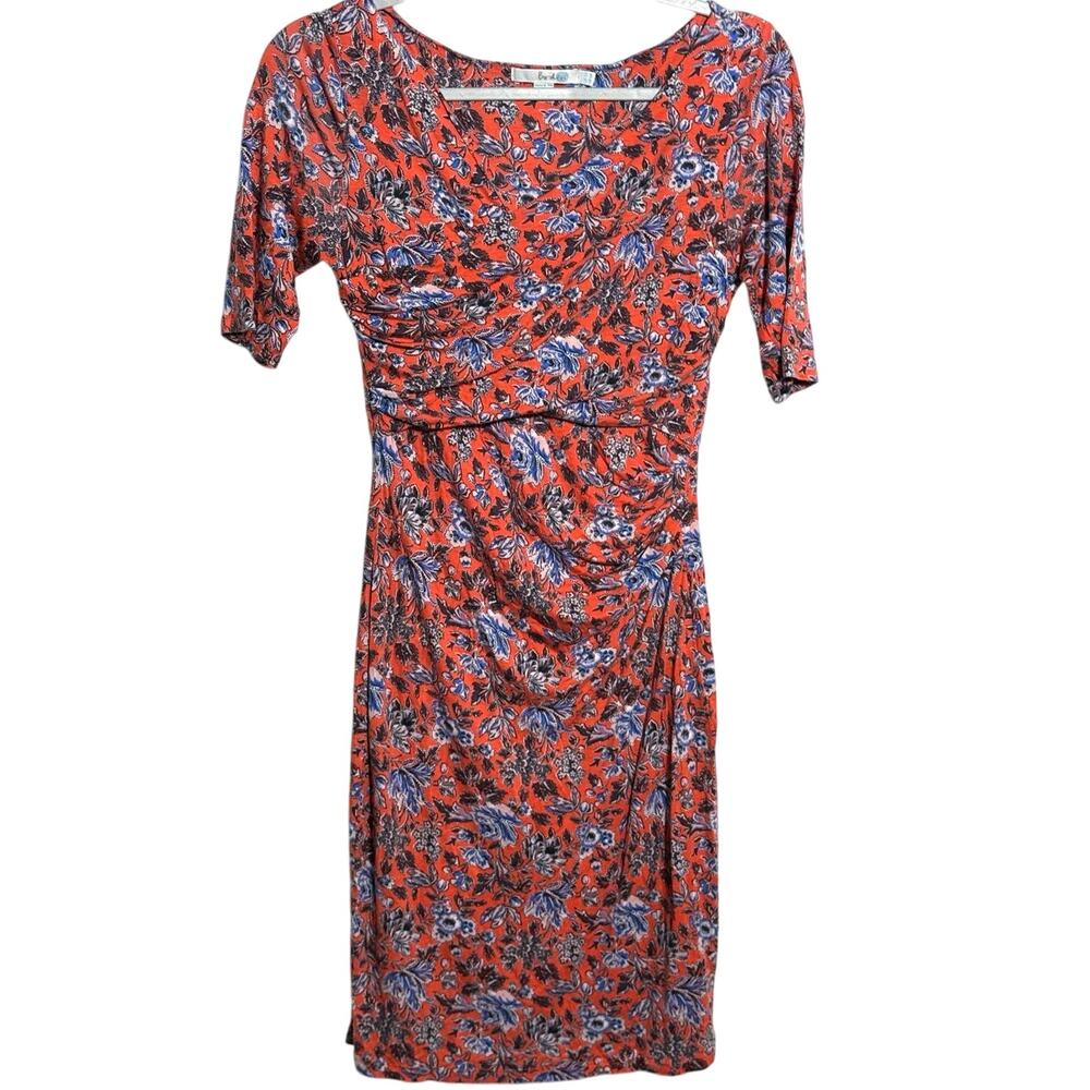 Boden Red and Blue Floral Midi Dress